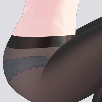 しゃがんだときの脚の付け根。布が素体に沿って折れている